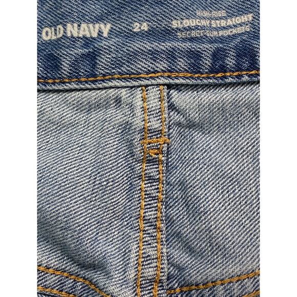 Old Navy High Rise Slouchy Taper Distressed Button Fly Jeans Size 24 Casual Boho - Picture 5 of 8